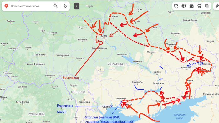 Map of promotion of Russian troops in Ukraine