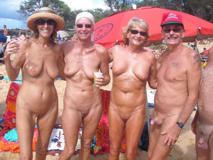 Old women nudist on the beach