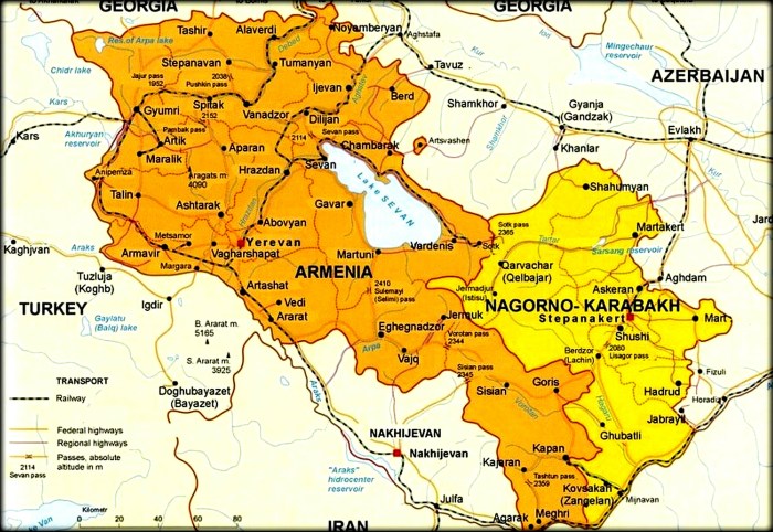 Stepanakert on the map of Nagorno -Karabakh