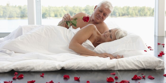 Elderly pair in bed