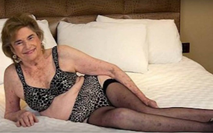 Naked elderly old women