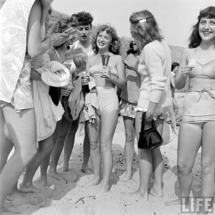 Unshaven girls on the beach retro