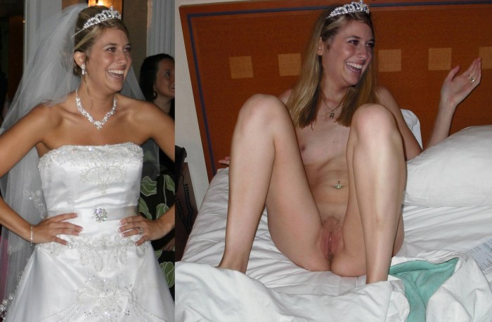 The bride is dressed and undressed