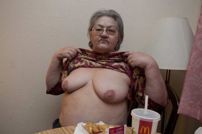 Fat old woman with huge tits