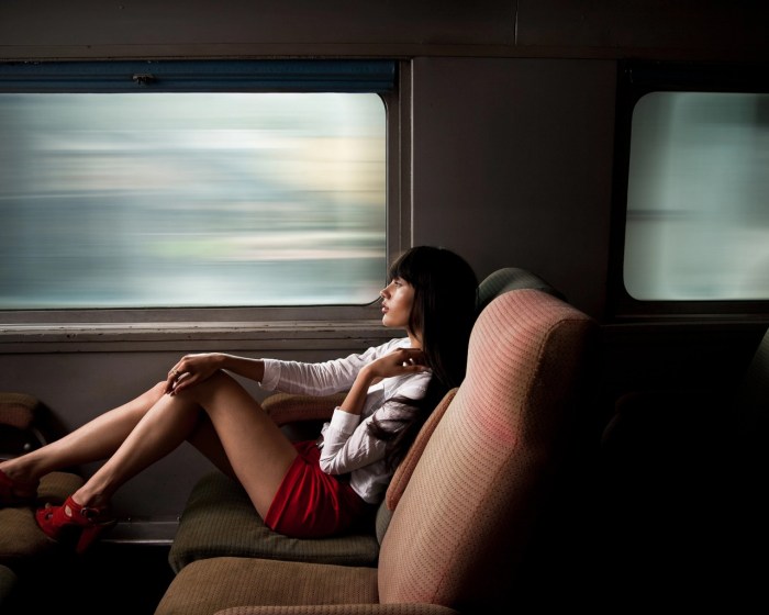 Man and woman on the train