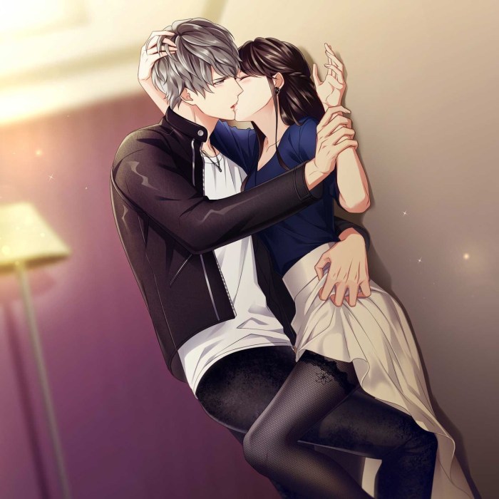 Blonde in the arms of a man