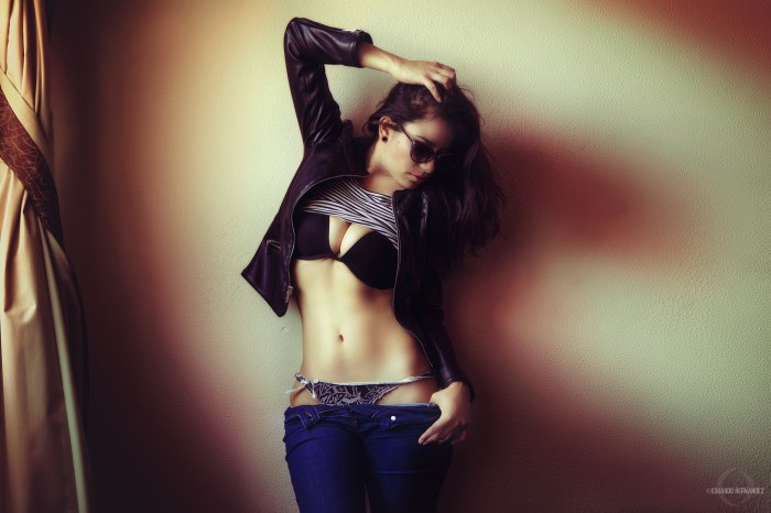 Girl in a bra and jeans