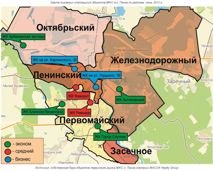 Penza map by city districts