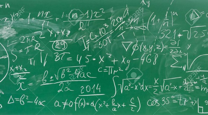 Green board with formulas