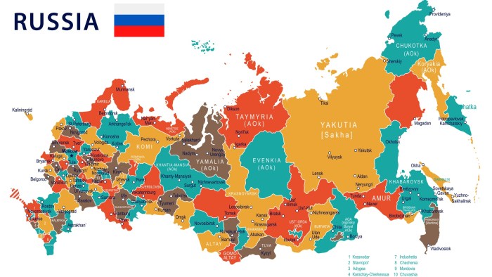 Russian map with regions