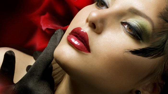 Woman with red lips
