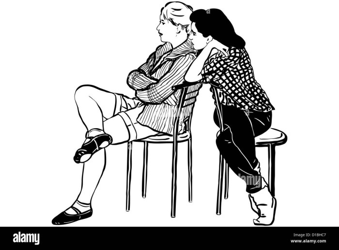 Girl leaning on a chair drawing