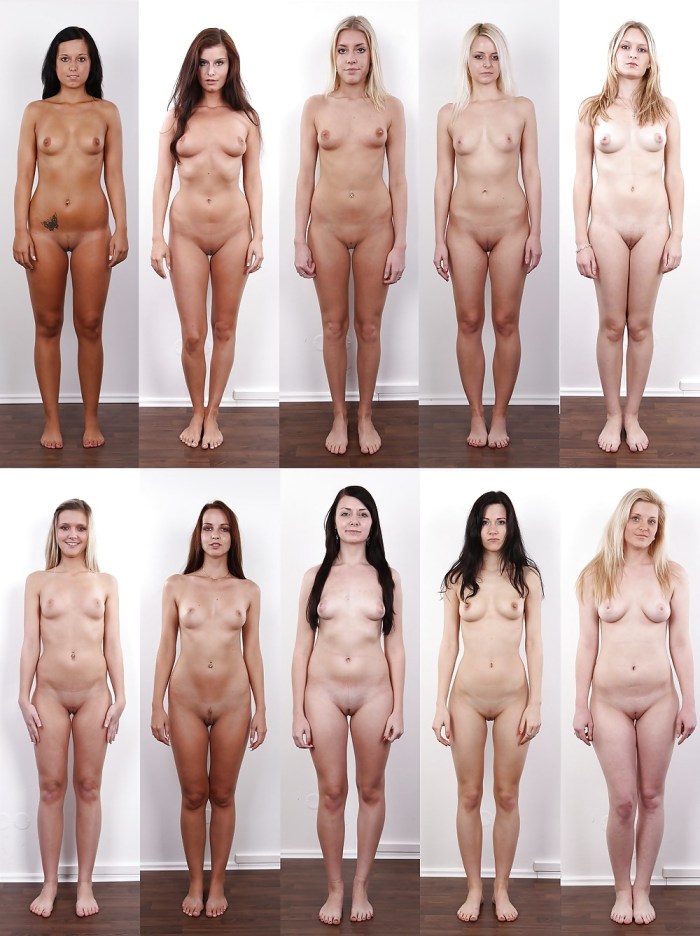 Different breast sizes in a row naked