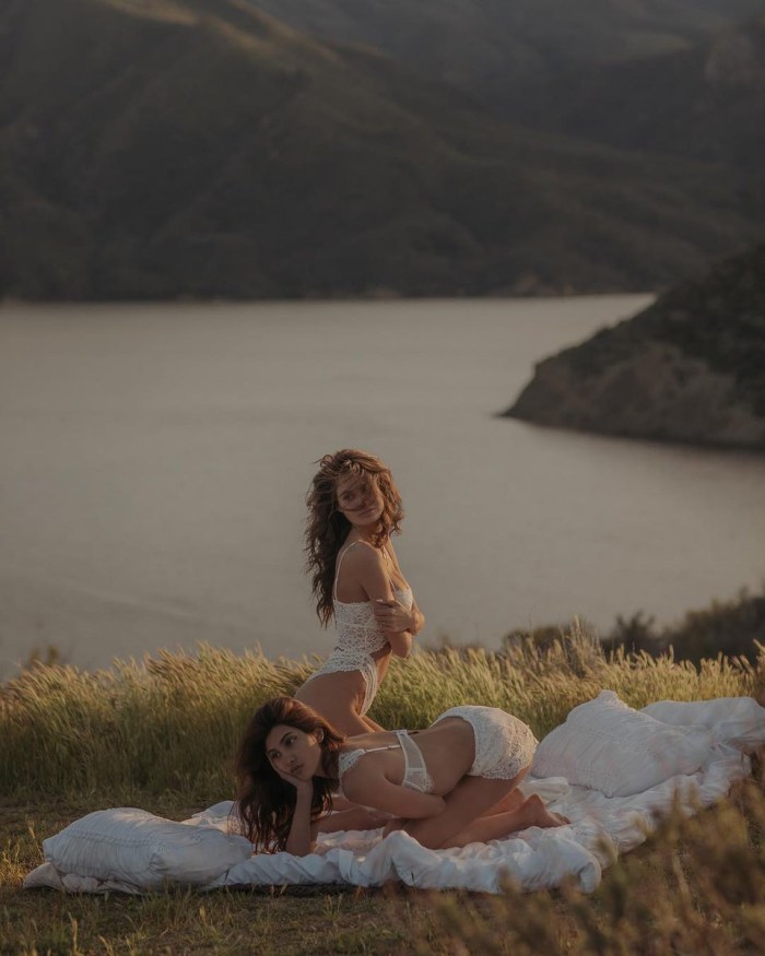 Two girls nude nature