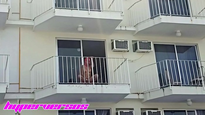 Pornstar on the balcony