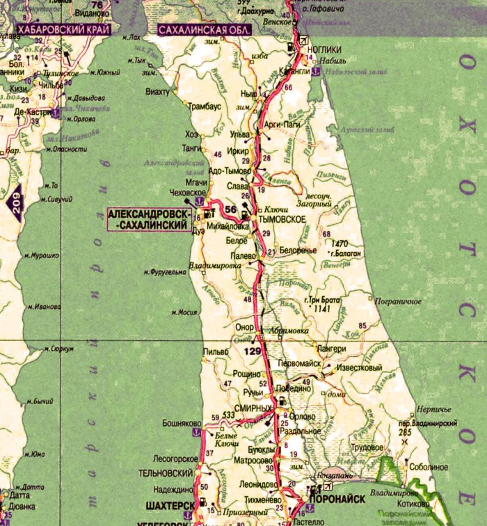 Sakhalin villages on the map