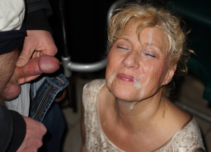 Cumshots on the faces of old women