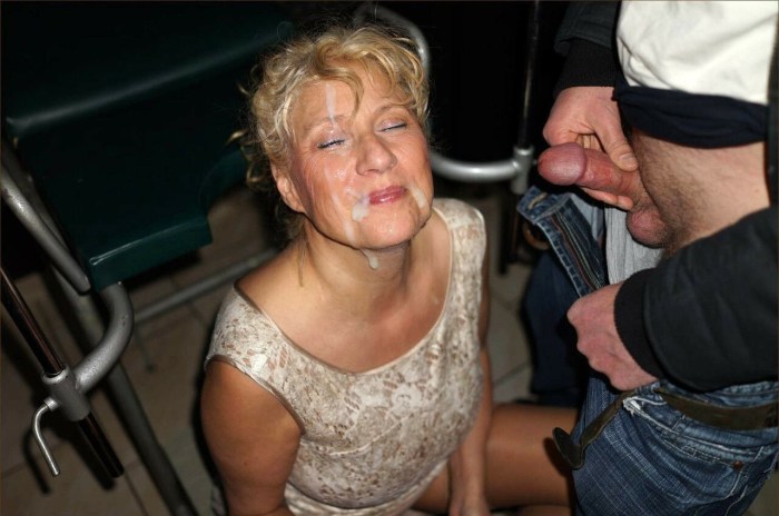 Cumshots on the faces of old women