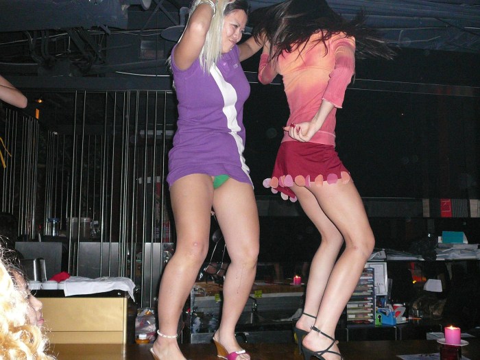 Drunk girls in pantyhose