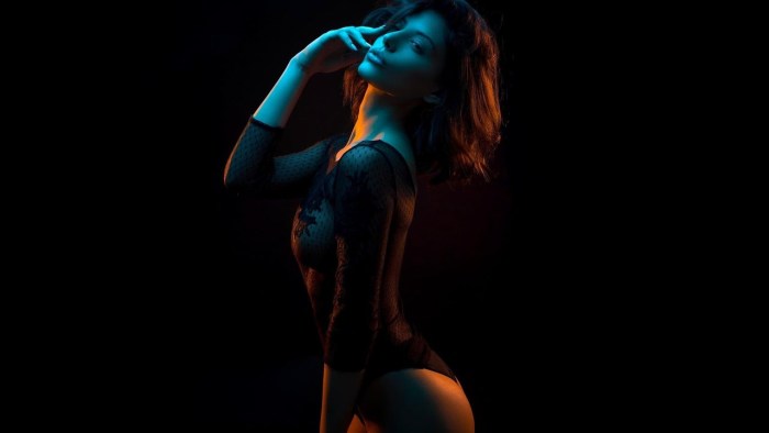 Girl on a dark background