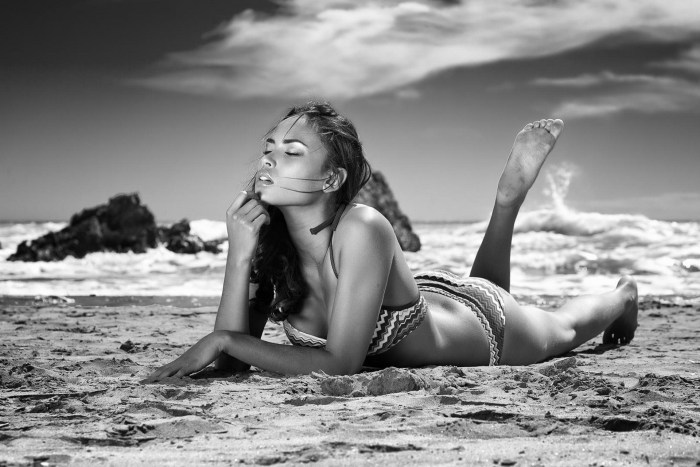 Girls in underwear on the beach