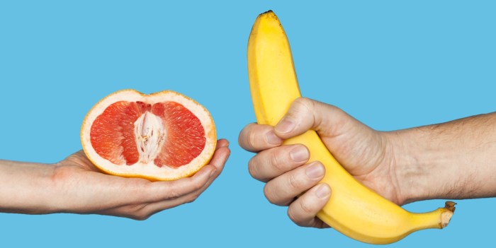 The girl put two bananas in herself