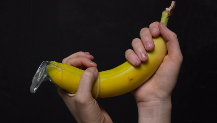 Girl pushes a banana in a vagina