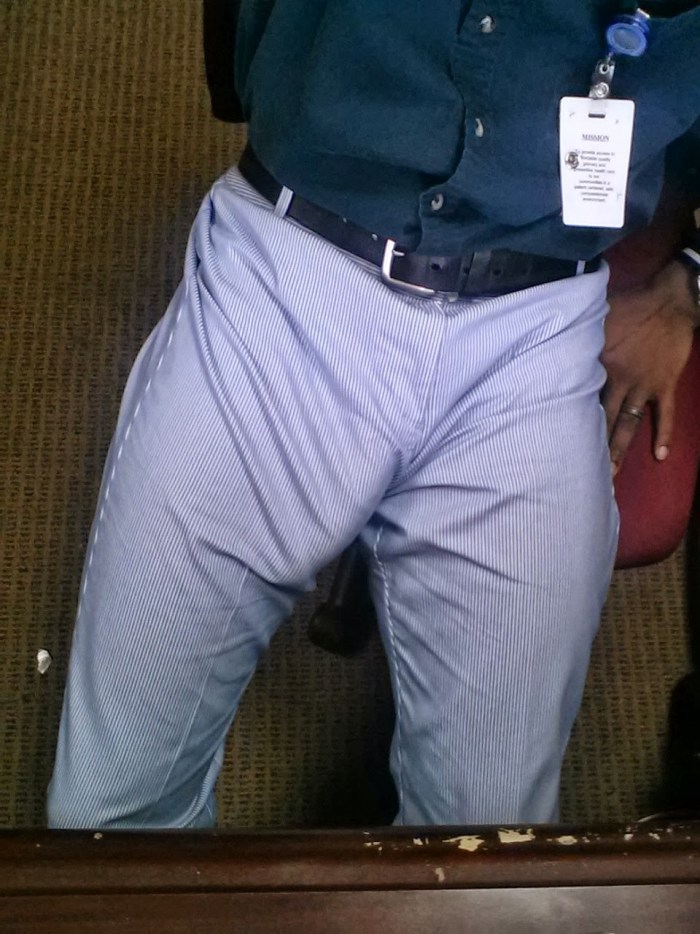 Hefty member in pants