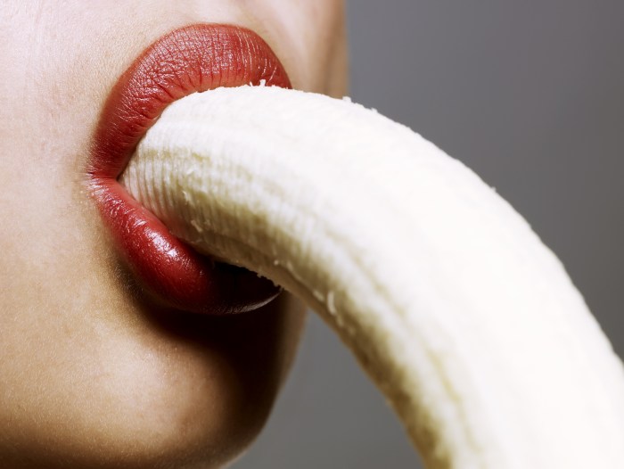 Beautiful lips and banana