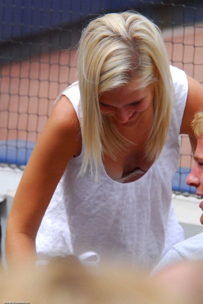 The girl lit her breasts