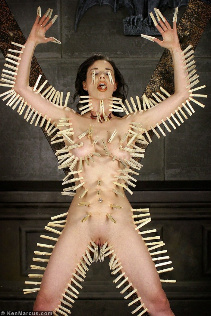 Naked women hide in their mouths