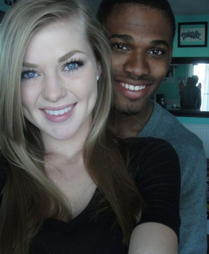 Girl blonde with a black guy