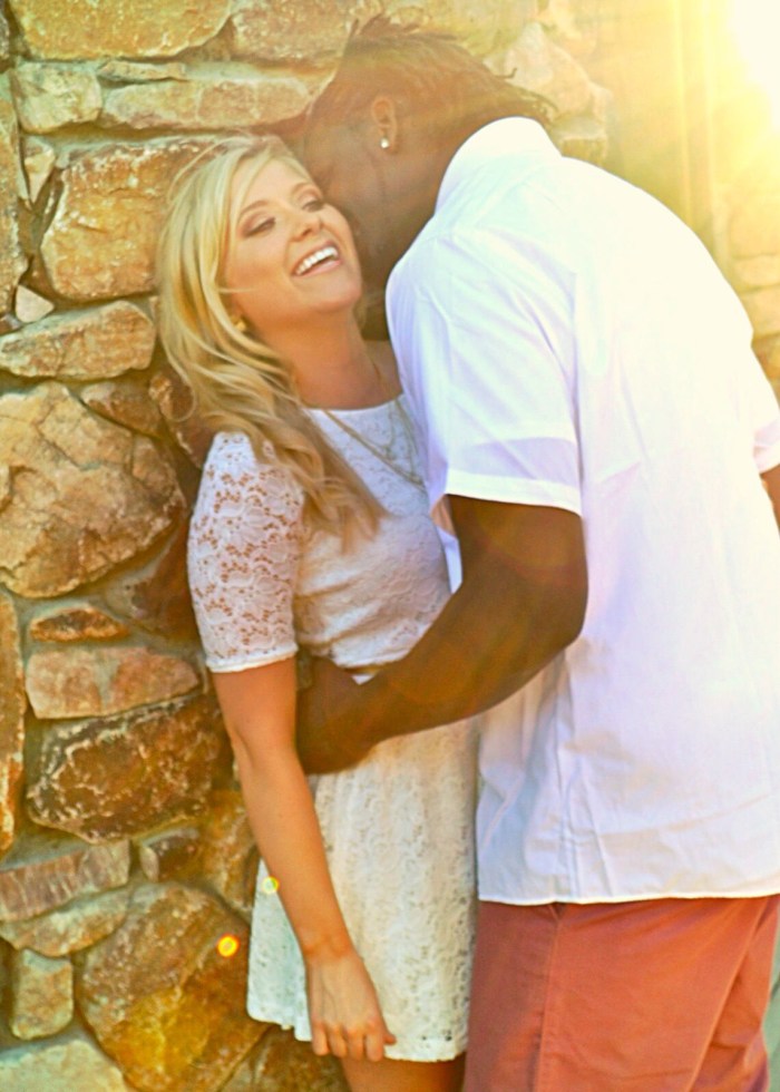 Girl blonde with a black guy