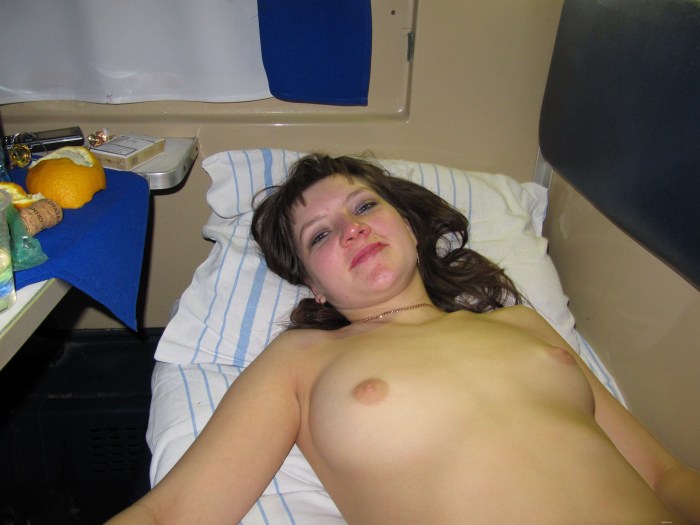 Naked mature women on a train