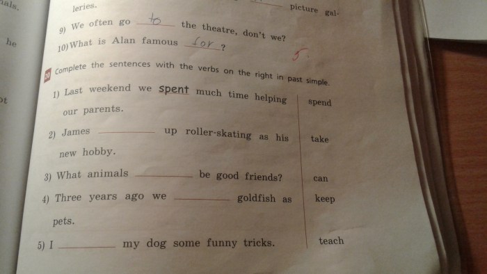 Complete the Sentences with the Right Verbs