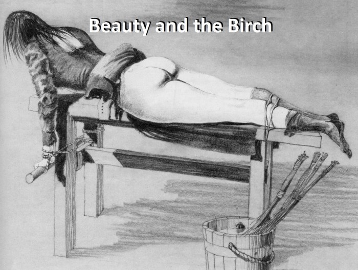 Naked women beat a whip