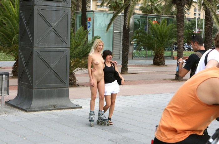 Naked girls on the street
