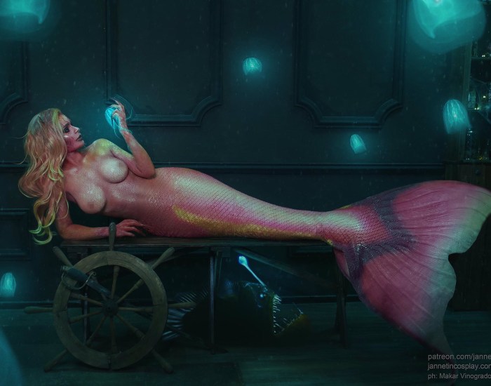 The tail of the mermaid with the vagina