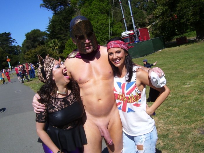 Erection in public photo