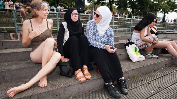 Girls in a hijab in tightening