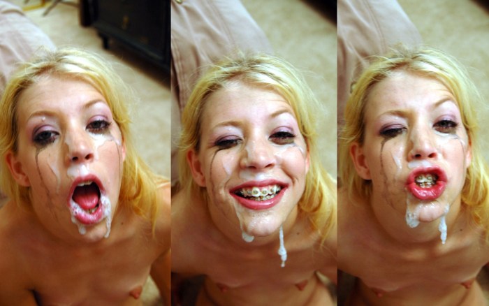 Blonde with braces Cumshot