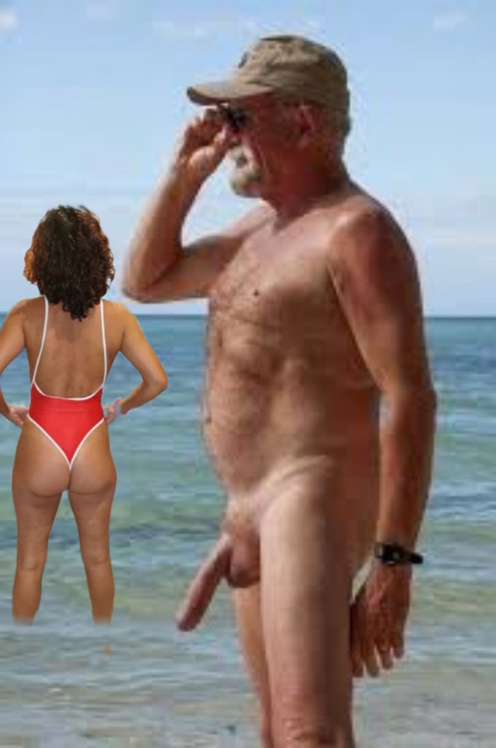 Mature man member beach