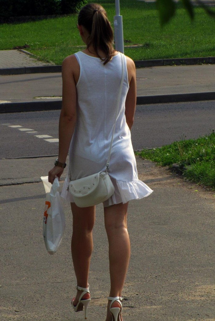 A tight -fitting dress on a naked body