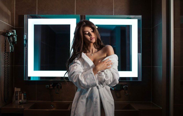 Photoshoot girl in a dressing gown