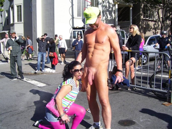 Naked guys on the streets of the city