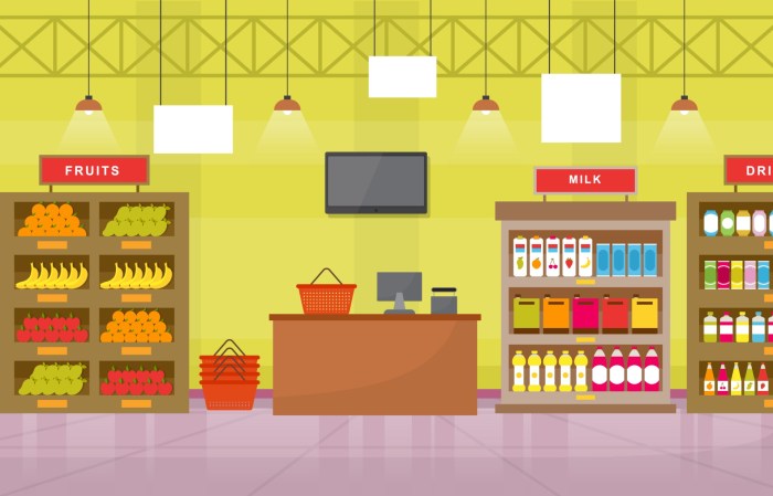 Shelves for products in the store Vector