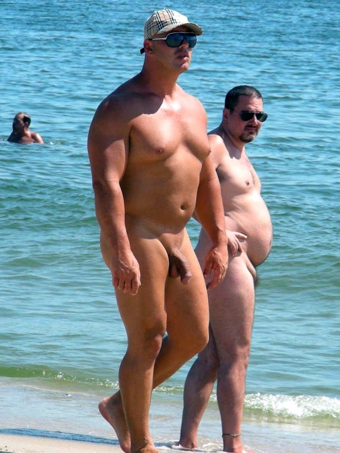 Naked hairy guys on the beach