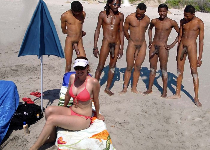 Naked vapors Negroes on the beach