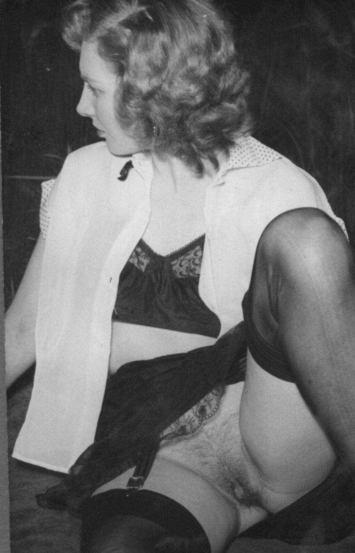 Naked women in stockings retro