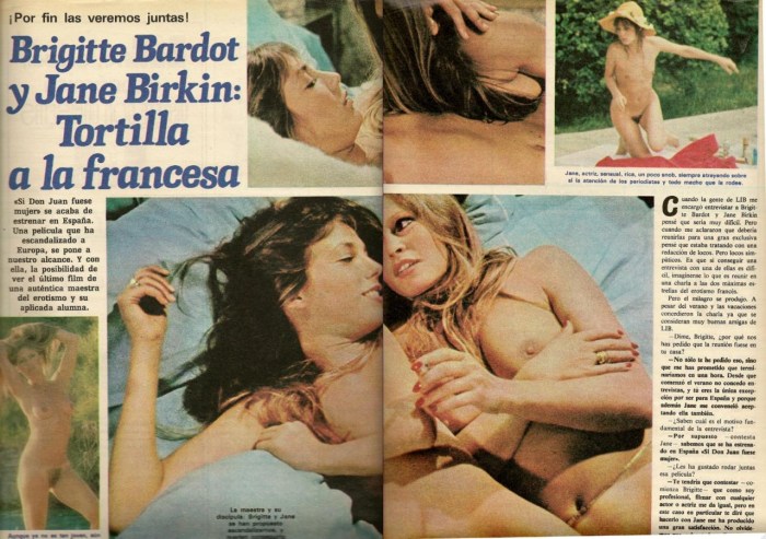 Jane Birkin and Bridget Bardo Naked